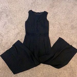 ZARA BLACK CROCHET DETAIL JUMPSUIT SIZE S